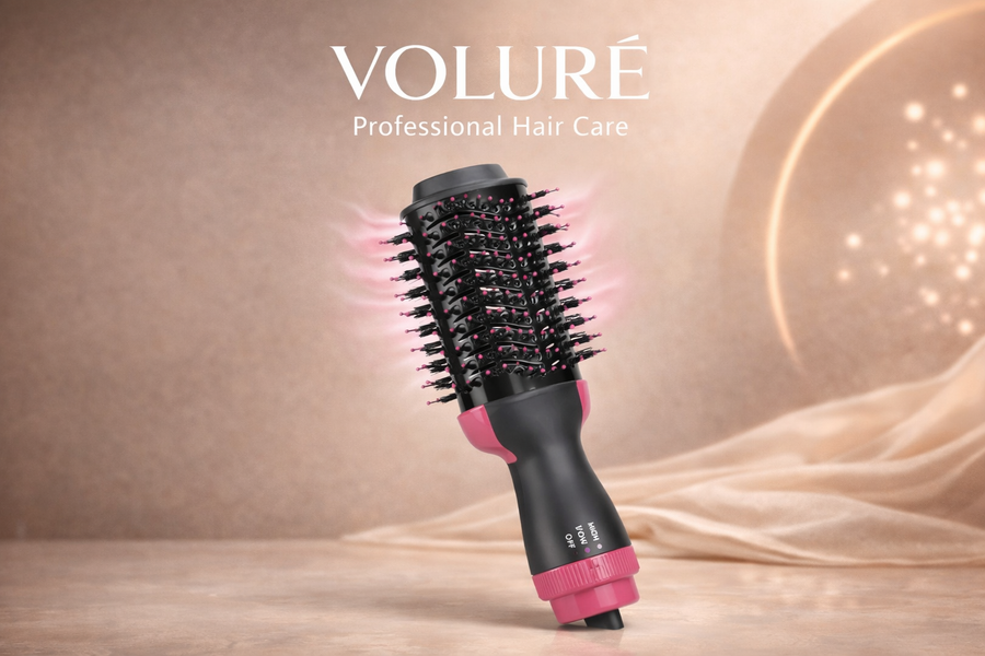 VOLURÉ™ Hot Hair Brush 4 In 1 Hair Dryer Volumizer Brush Dryer Comb For Straightening Curling Drying